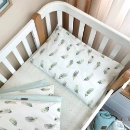 Set lenjerie de schimb pentru patut bebe 3 piese Mix Feather verde menta (4)